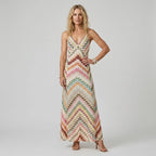 Summer Crochet Dress with Spaghetti Straps Beige 5