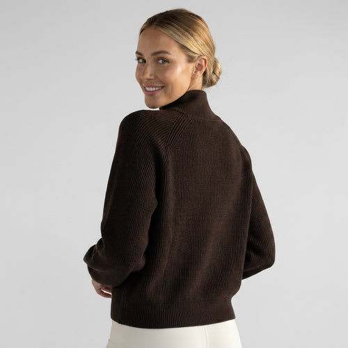 Sweater in Oversized Fit with Mock Neck Pullover Brown 1