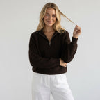 Sweater in Oversized Fit with Mock Neck Pullover Brown 3