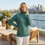 Diamond Knit High Neck Jumper in Oversized Fit Green 3