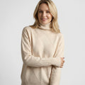 Diamond Knit High Neck Jumper in Oversized Fit Beige 6