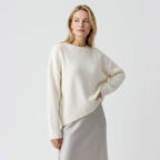 Sweater in Oversized Fit with Ribbed Detail White 3