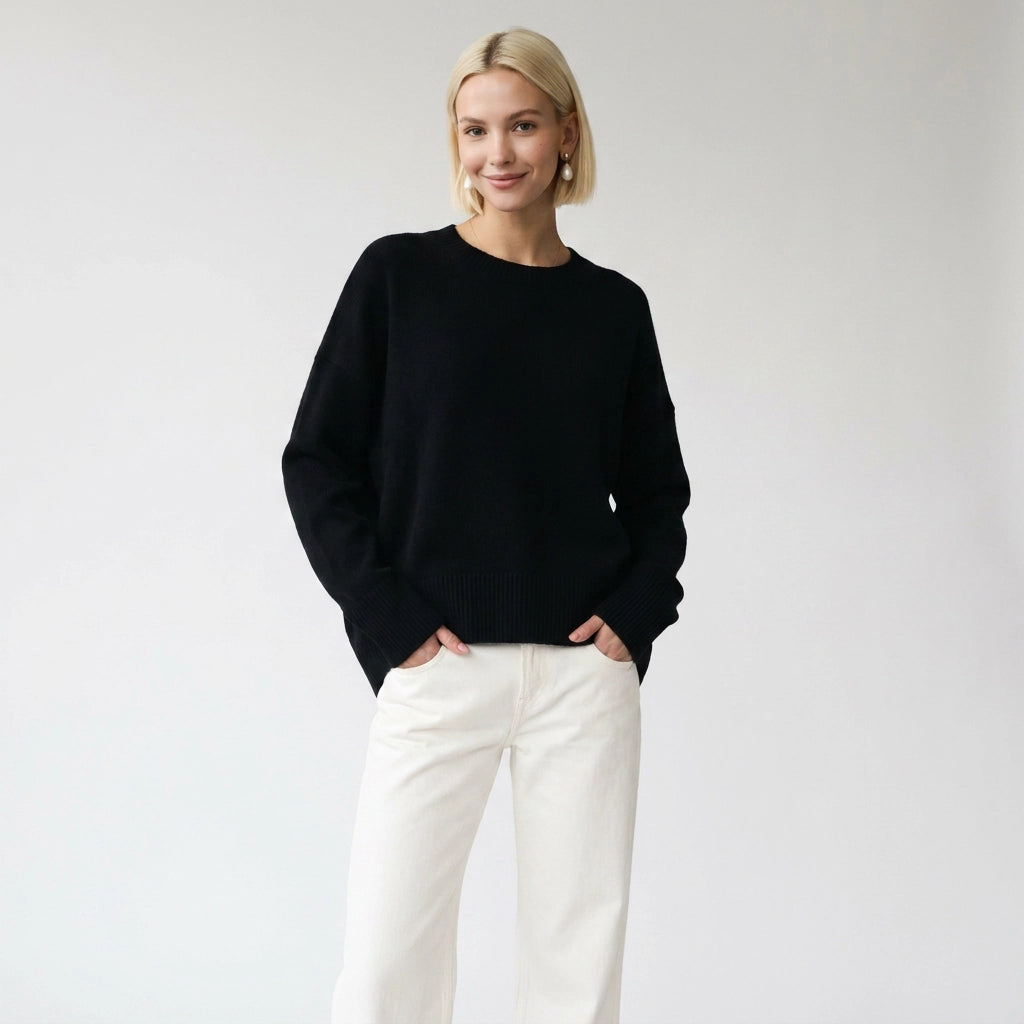 Sweater in Oversized Fit with Ribbed Detail Black 4