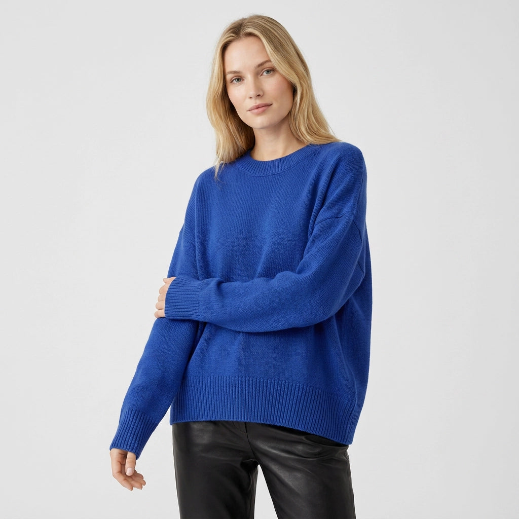 Sweater in Oversized Fit with Ribbed Detail Blue 7