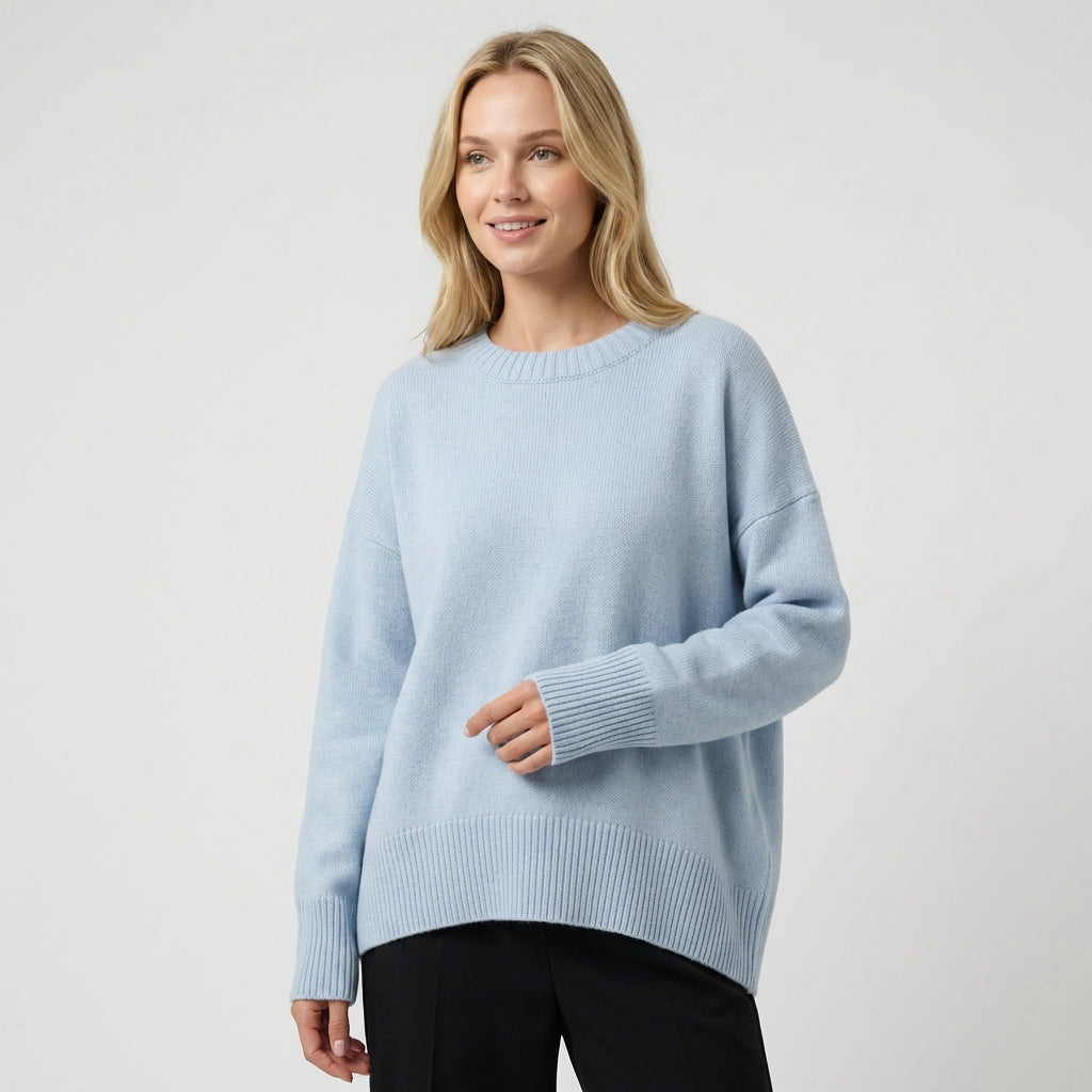 Sweater in Oversized Fit with Ribbed Detail Light Blue 8