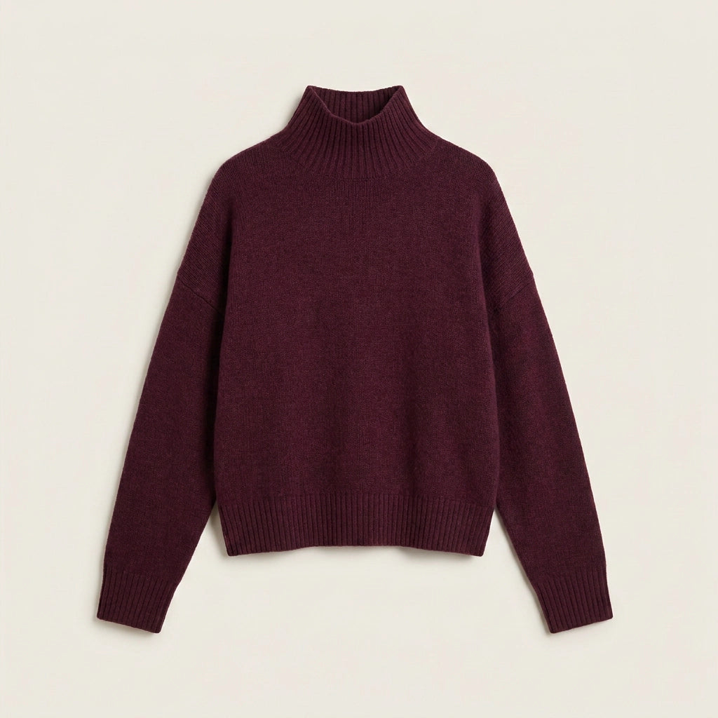 Sweater in Oversized Fit with Ribbed Knit for Winter Dark Red 2