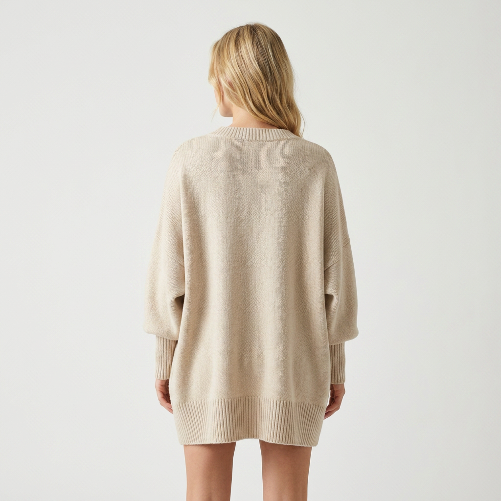 Sweater in Oversized Fit with Ribbed Knit for Winter Beige 3