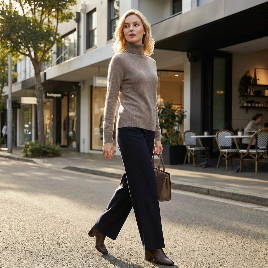 Sweater Turtleneck for Business Casual Light Brown 15