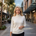 Sweater Turtleneck for Business Casual Beige 16