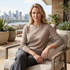 Sweater with Crew Neck and Ribbed Trim for Business Casual Khaki 11