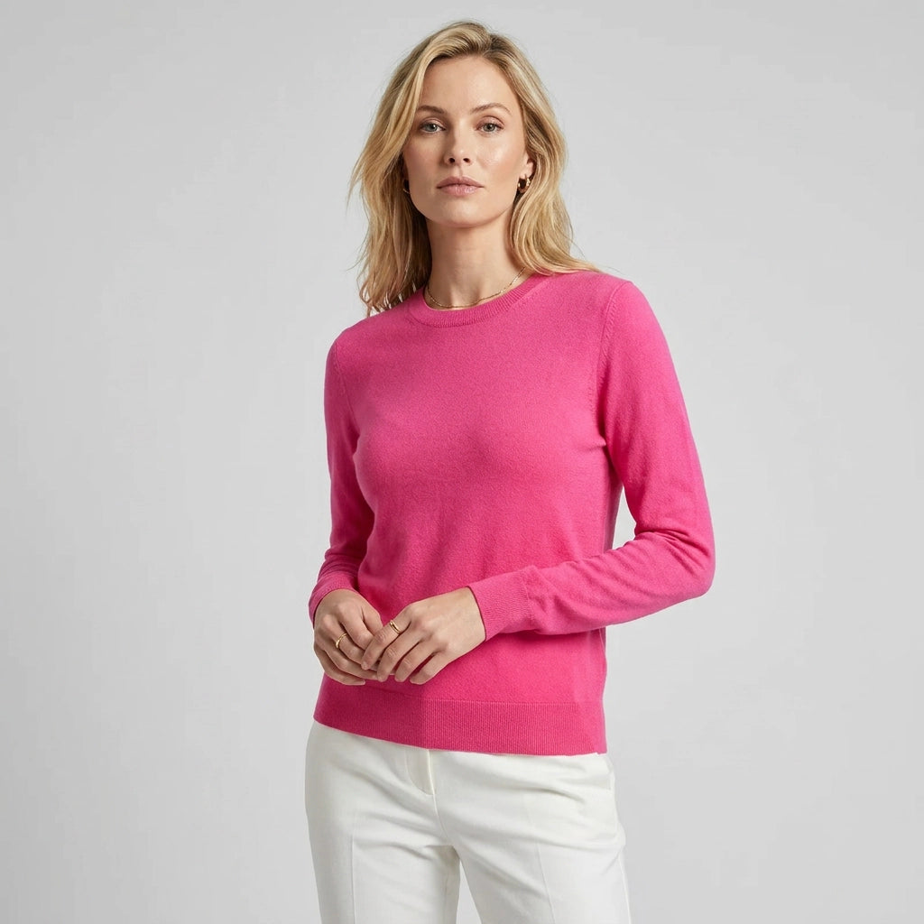 Sweater with Crew Neck and Ribbed Trim for Business Casual Pink 8