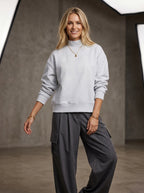 Jumper with Mock Neck and Dropped Shoulders Light Grey 1