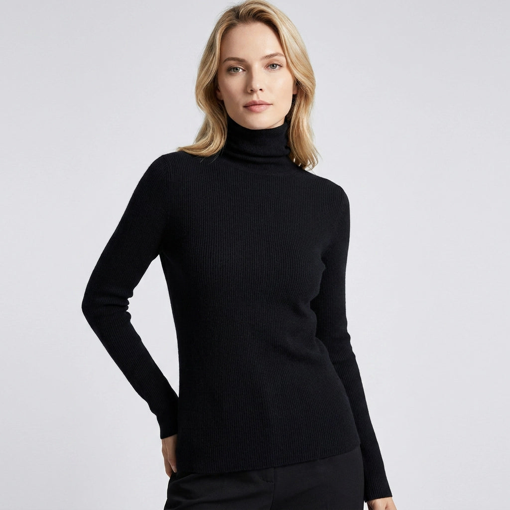 Turtleneck Jumper with Ribbed Detail Black 10
