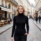 Turtleneck Jumper with Ribbed Detail Black 3