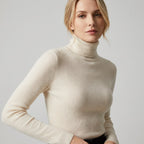 Turtleneck Jumper with Ribbed Detail White 6