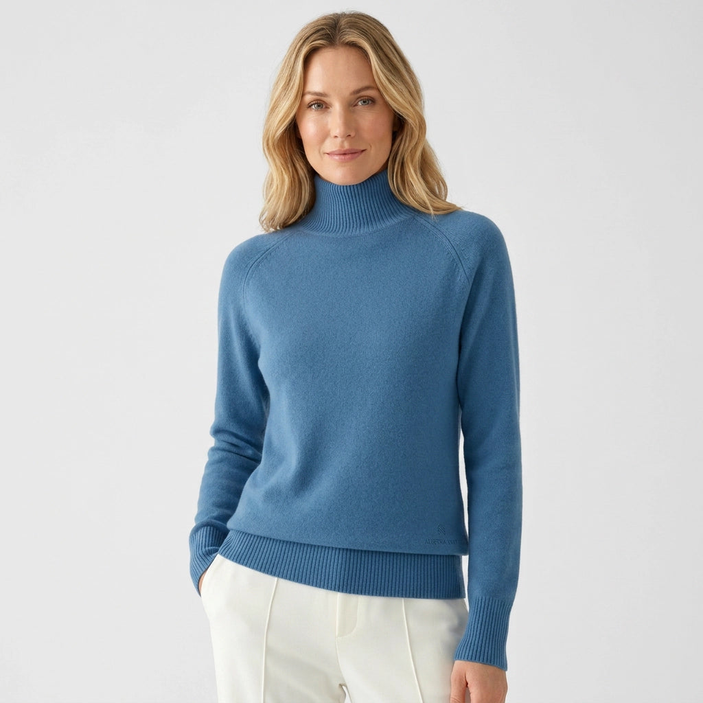 Sweater with Turtleneck in Slim Fit for Business Casual Blue 11