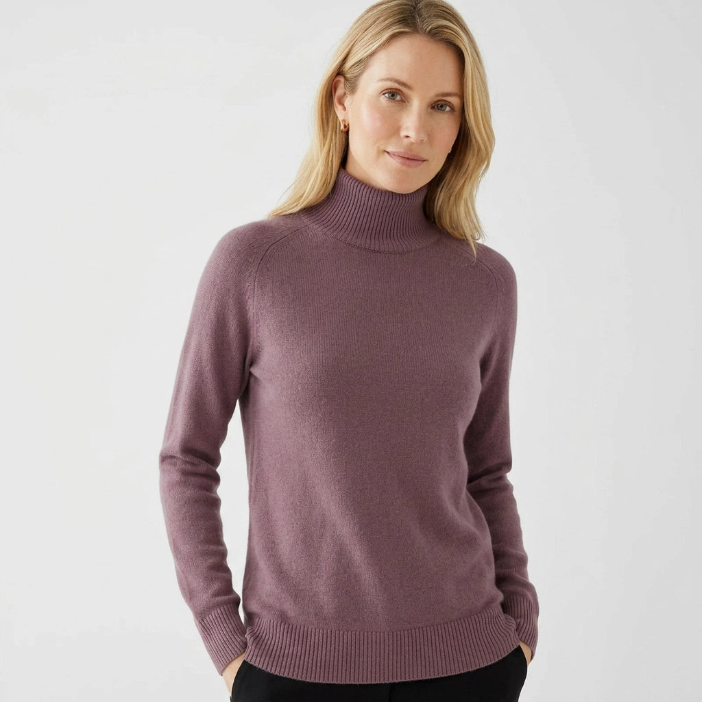 Sweater with Turtleneck in Slim Fit for Business Casual Purple 12