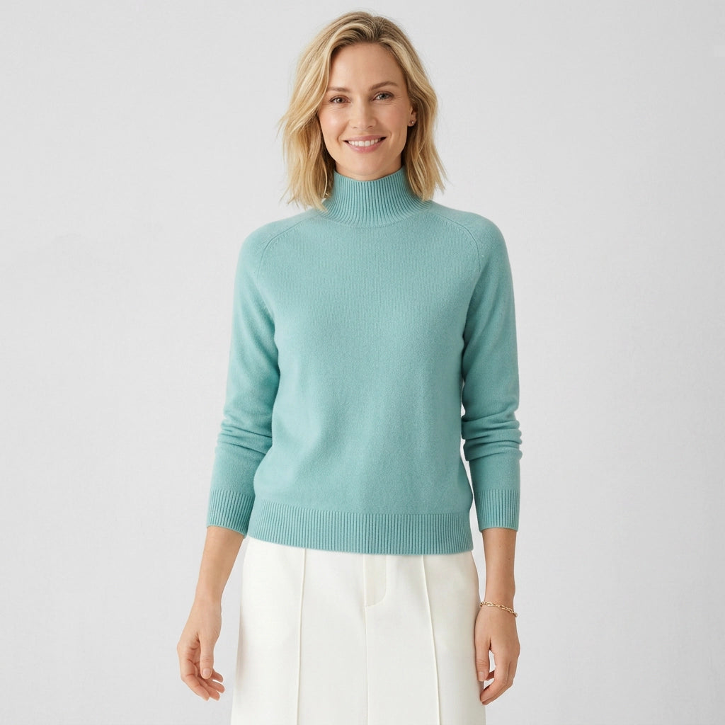 Sweater with Turtleneck in Slim Fit for Business Casual Mint 13