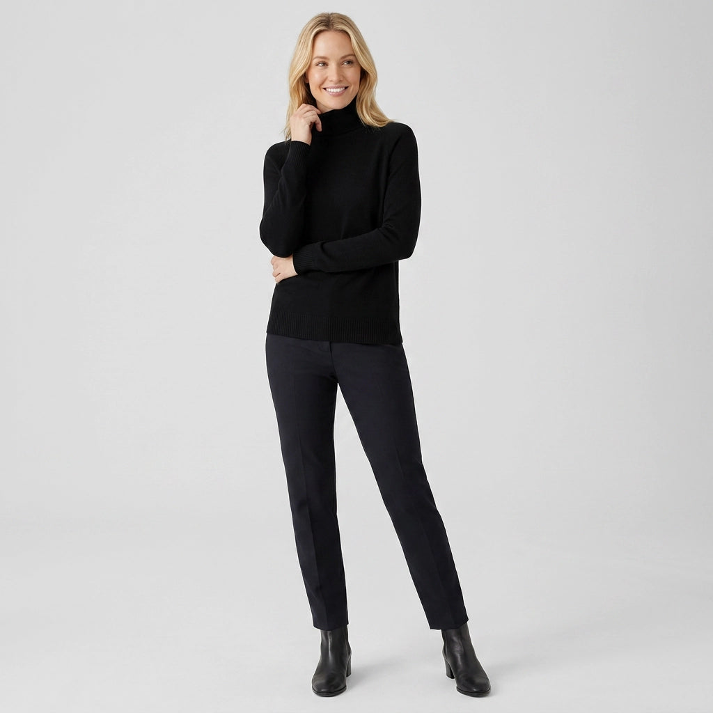 Sweater with Turtleneck in Slim Fit for Business Casual Black 6