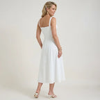 Sweetheart Corset Dress Midi Tie-Front White 1