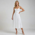 Sweetheart Corset Dress Midi Tie-Front White 6