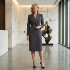 Tailored Blazer Dress Midi Professional Grey 1