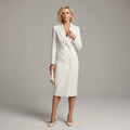 Tailored Blazer Dress Midi Professional White 9