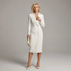Tailored Blazer Dress Midi Professional White 9