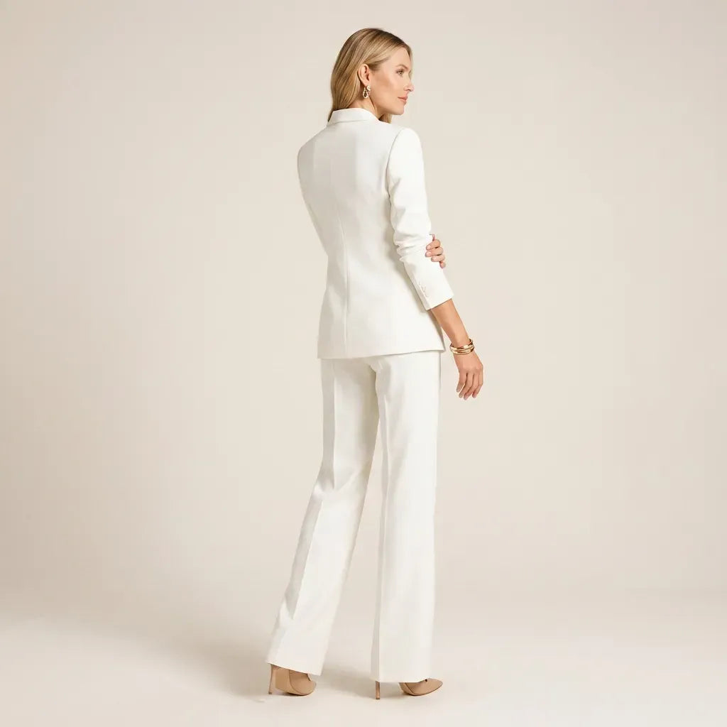 Tailored Co ord Set with Wide Leg Blazer White 1
