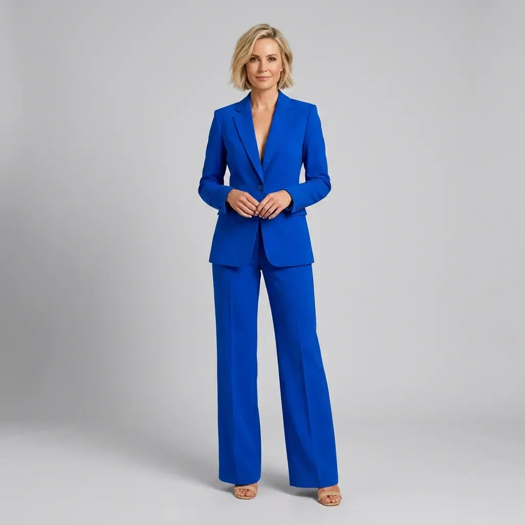Tailored Co ord Set with Wide Leg Blazer Blue 4