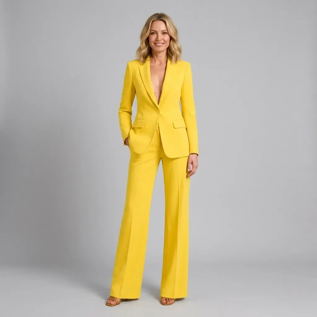 Tailored Co ord Set with Wide Leg Blazer Yellow 6