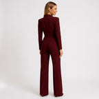 Tailored Formal Jumpsuit with Structured Silhouette Dark Red 8