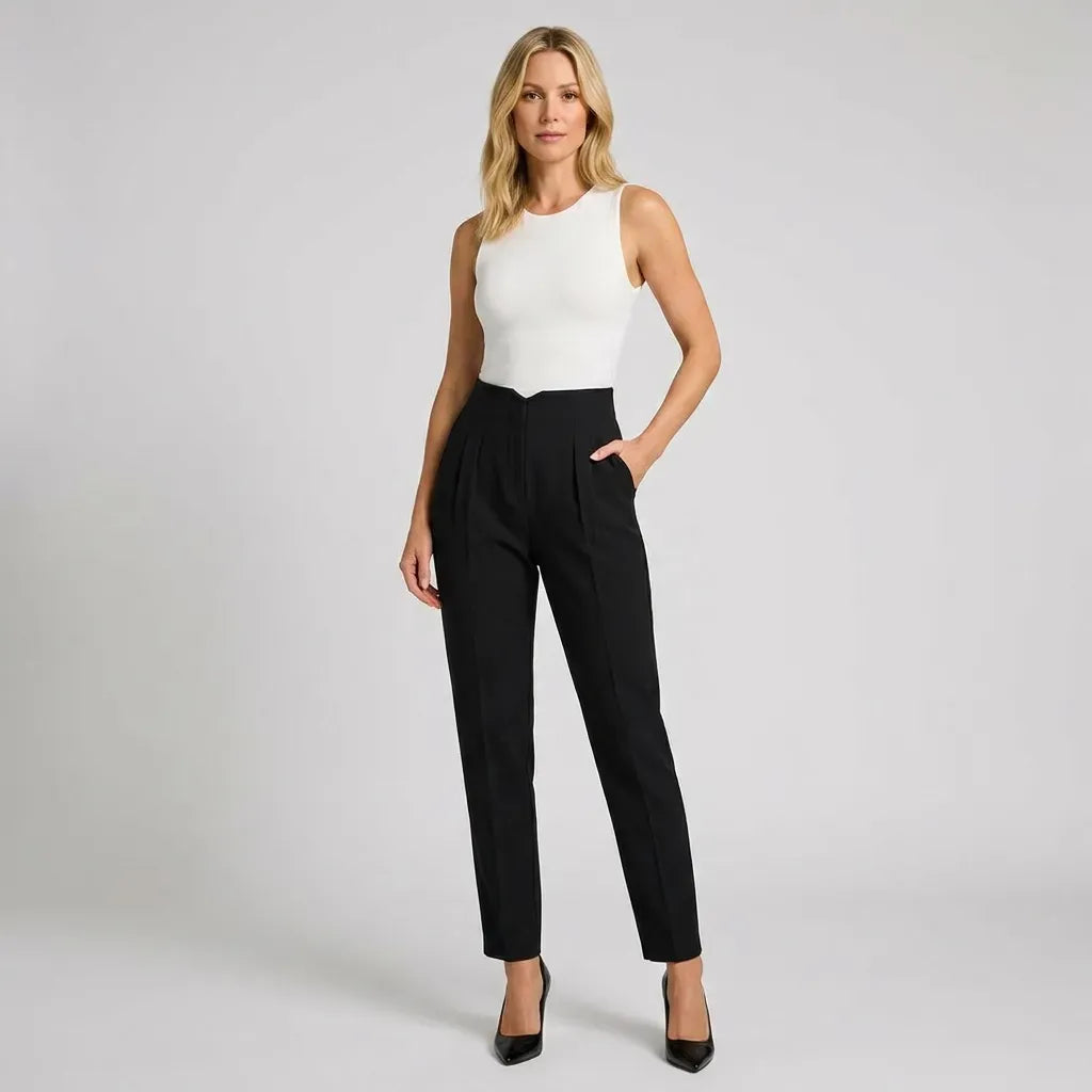 Tailored High Waisted Pants with Pockets Black 4