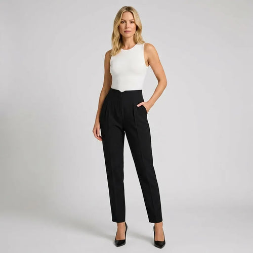 Tailored High Waisted Pants with Pockets Black 4