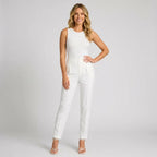 Tailored High Waisted Pants with Pockets White 5