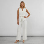 Tailored Jumpsuit with Wrap Detail White 3