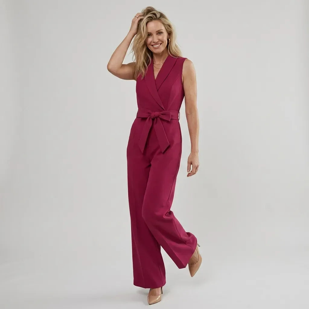 Tailored Jumpsuit with Wrap Detail Pink 4