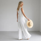 Tailored Jumpsuit with Wrap Detail White 7