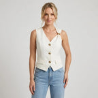 Tailored Waistcoat with Metal Buckle Detail White 4