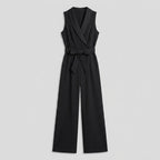 Tailored Wide Leg Jumpsuit with Self-Tie Belt Black 5