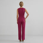 Tailored Wide Leg Jumpsuit with Self-Tie Belt Dusty Rose 7