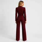 Tailored Wrap Jumpsuit Evening Style Dark Red 5