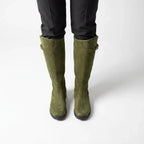 Tall Leather Boots with Buckles Green 2