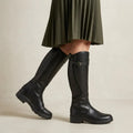Tall Leather Boots with Buckles Black 4