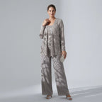 Three-Piece Trouser Suit for Wedding Guests with Wide-Leg Trousers and Sequin Lace in Silver – 10