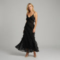 Tiered Chiffon Ruffle Dress Formal Black 6