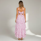 Tiered Chiffon Wedding Guest Dress Garden Party Pink 5