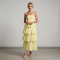 Tiered Ruffle Maxi Dress with Ruffle Trim Yellow 4