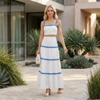 Tiered Two Piece Maxi Skirt Set White 1