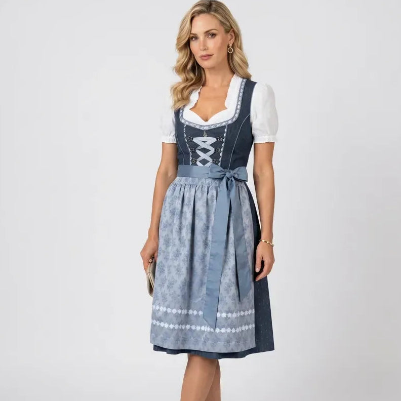 Traditional Oktoberfest Dress with Bodice Detail Blue 2